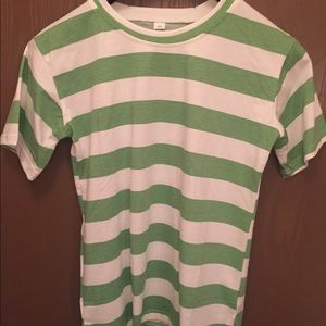 Light Green and White Striped T-Shirt